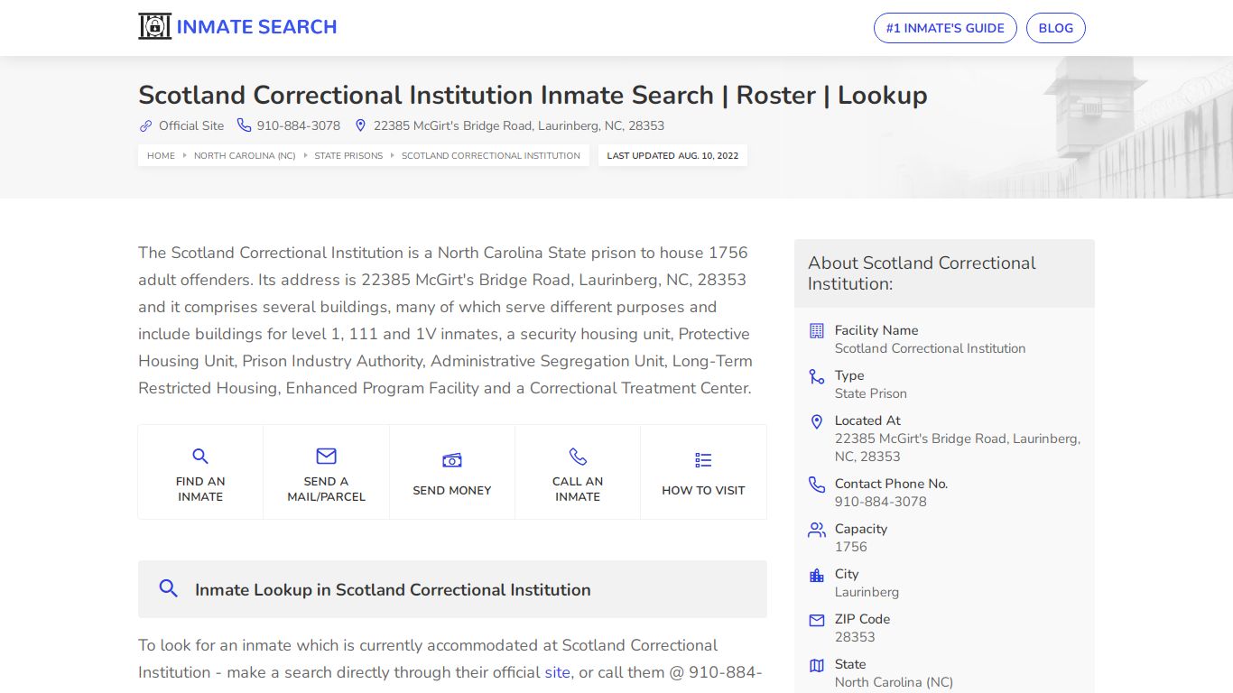 Scotland Correctional Institution Inmate Search | Roster ...