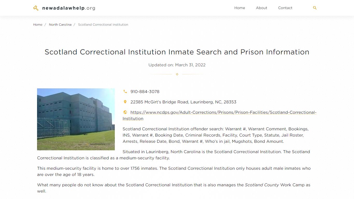 Scotland Correctional Institution Inmate Search ...