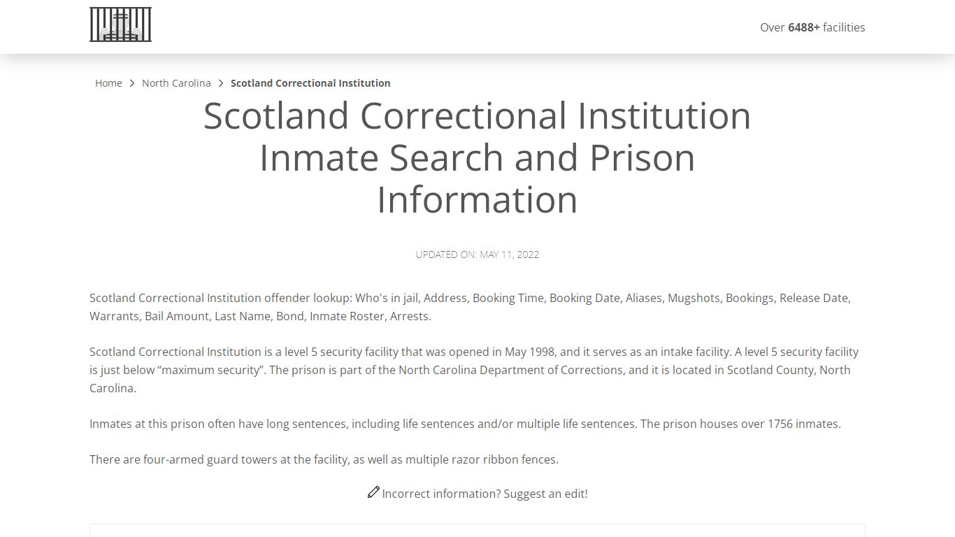 Scotland Correctional Institution Inmate Search ...